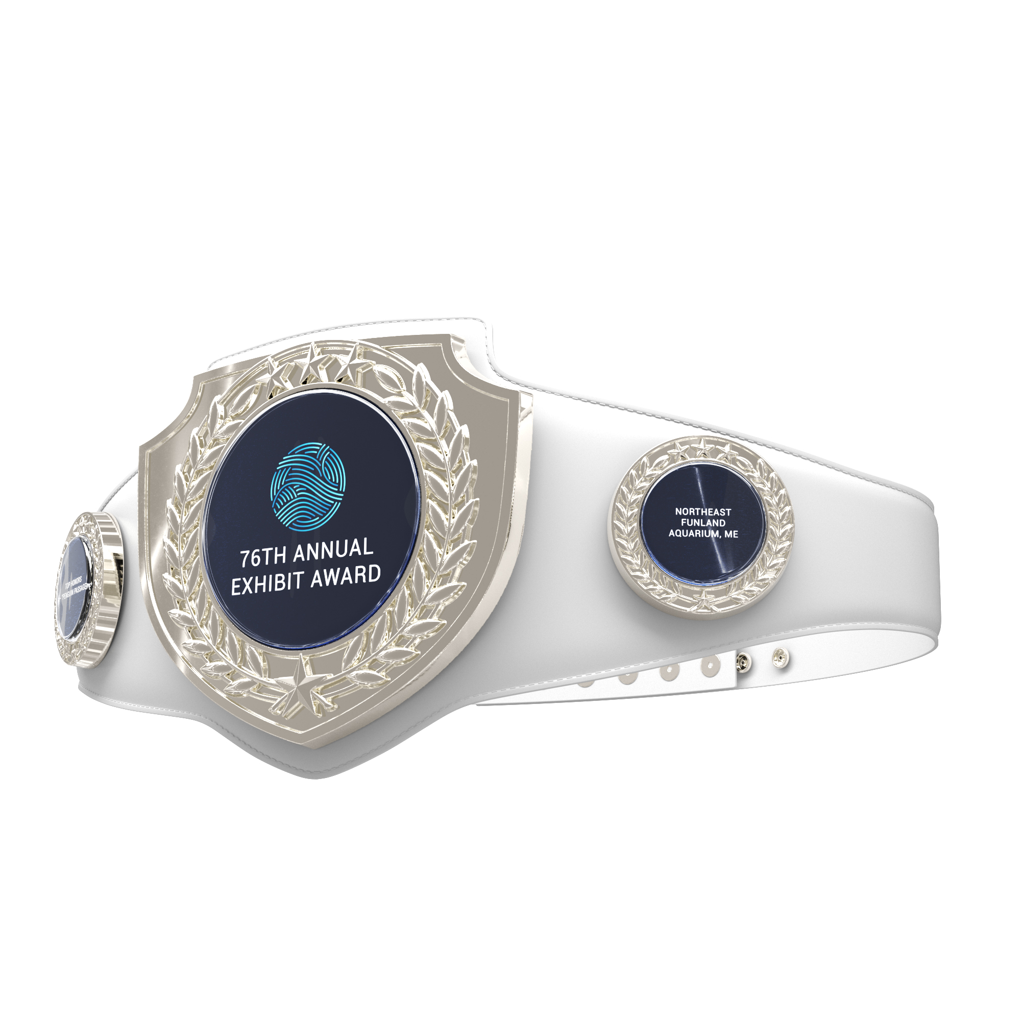 Express Vibraprint® Bright Silver Champion Award Shield Belt 19