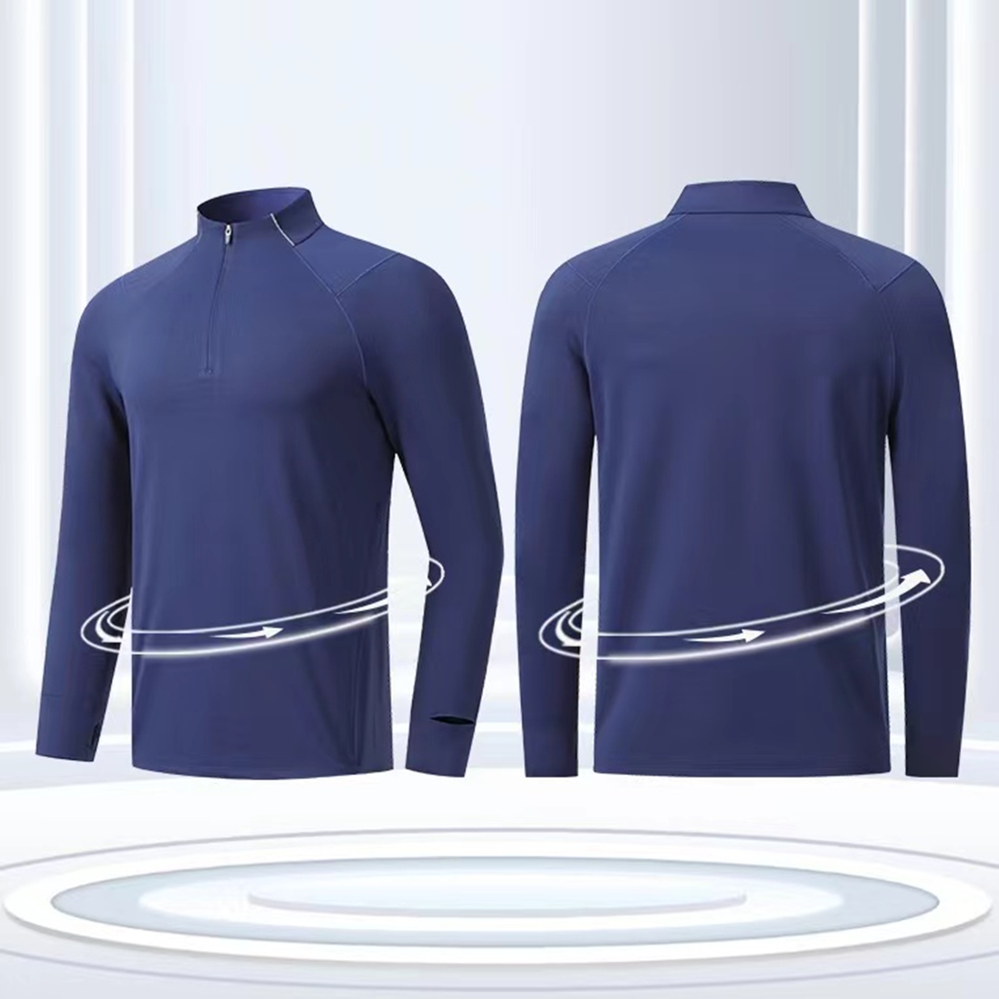 Men's Long Sleeve Quarter Zip Pullover Shirt 4