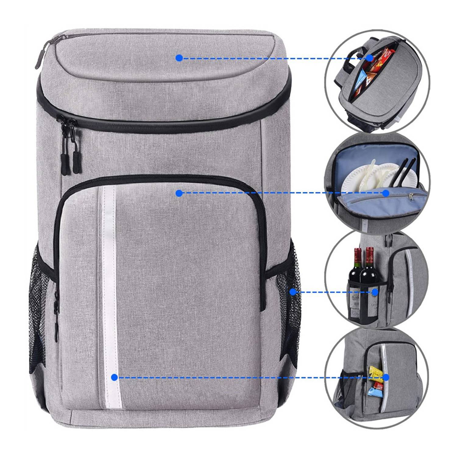 32L Portable Insulated Polyester Cooler Backpack 6