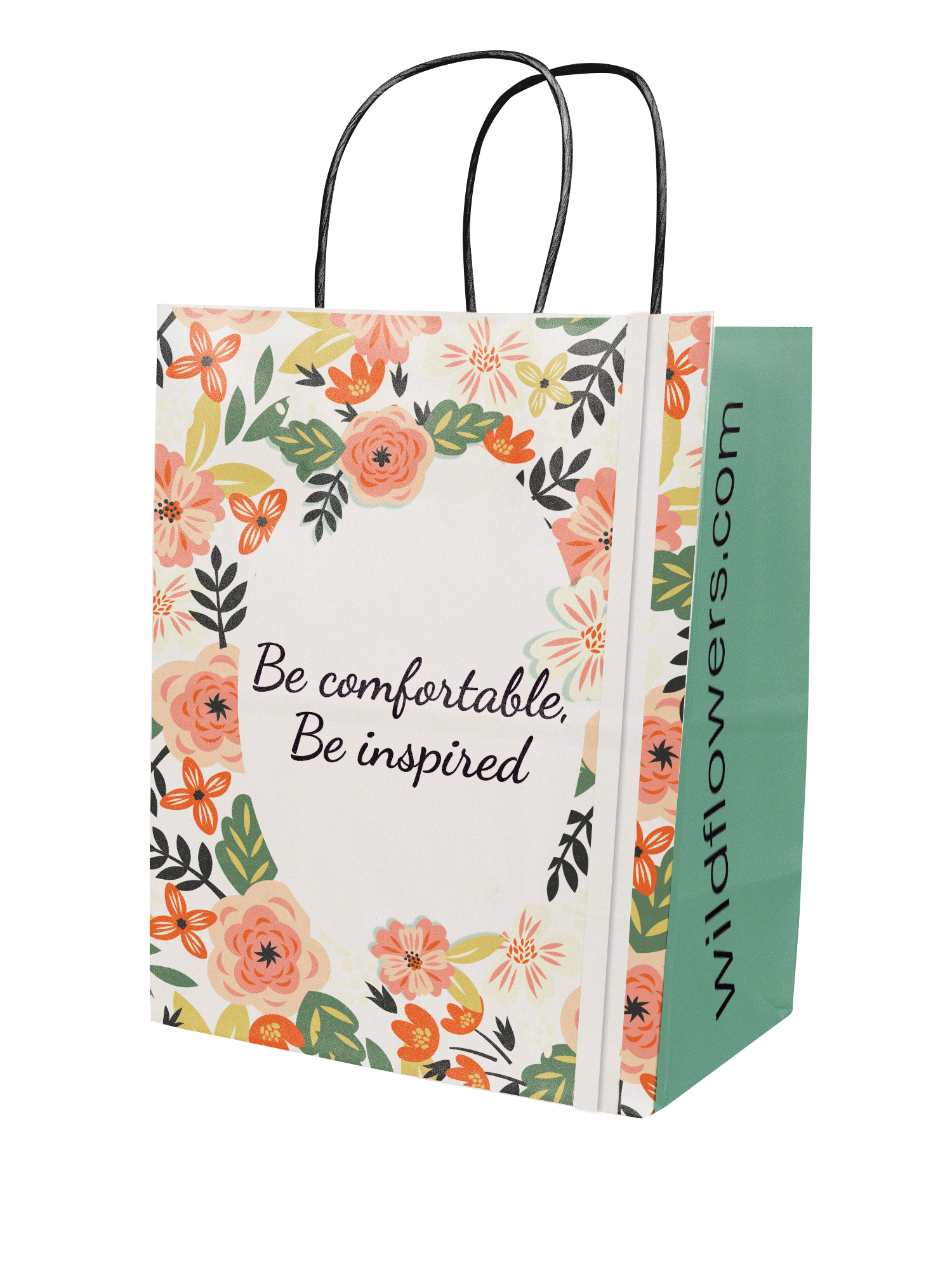 Multi-Sided Full Color White Shopper Paper Bag - Black Handle (8.25 x 10.25 x 5) 2
