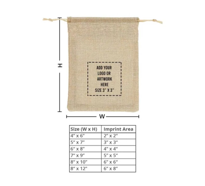 Jute Drawstring Bags - Printed Front only 8