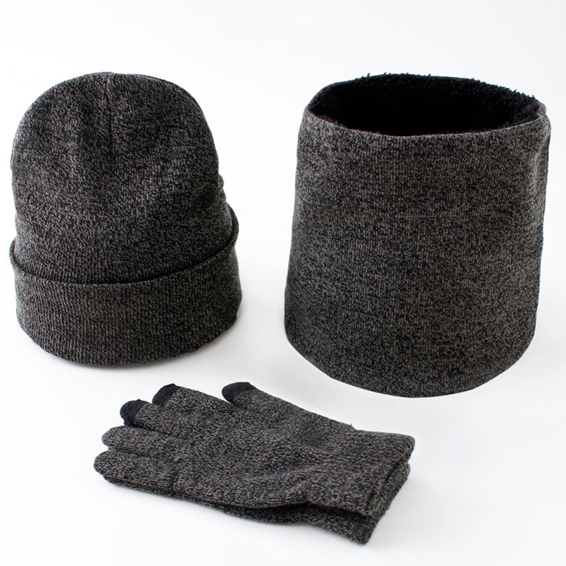 3PCS Winter Beanie Neck Gaiter Gloves Set 2