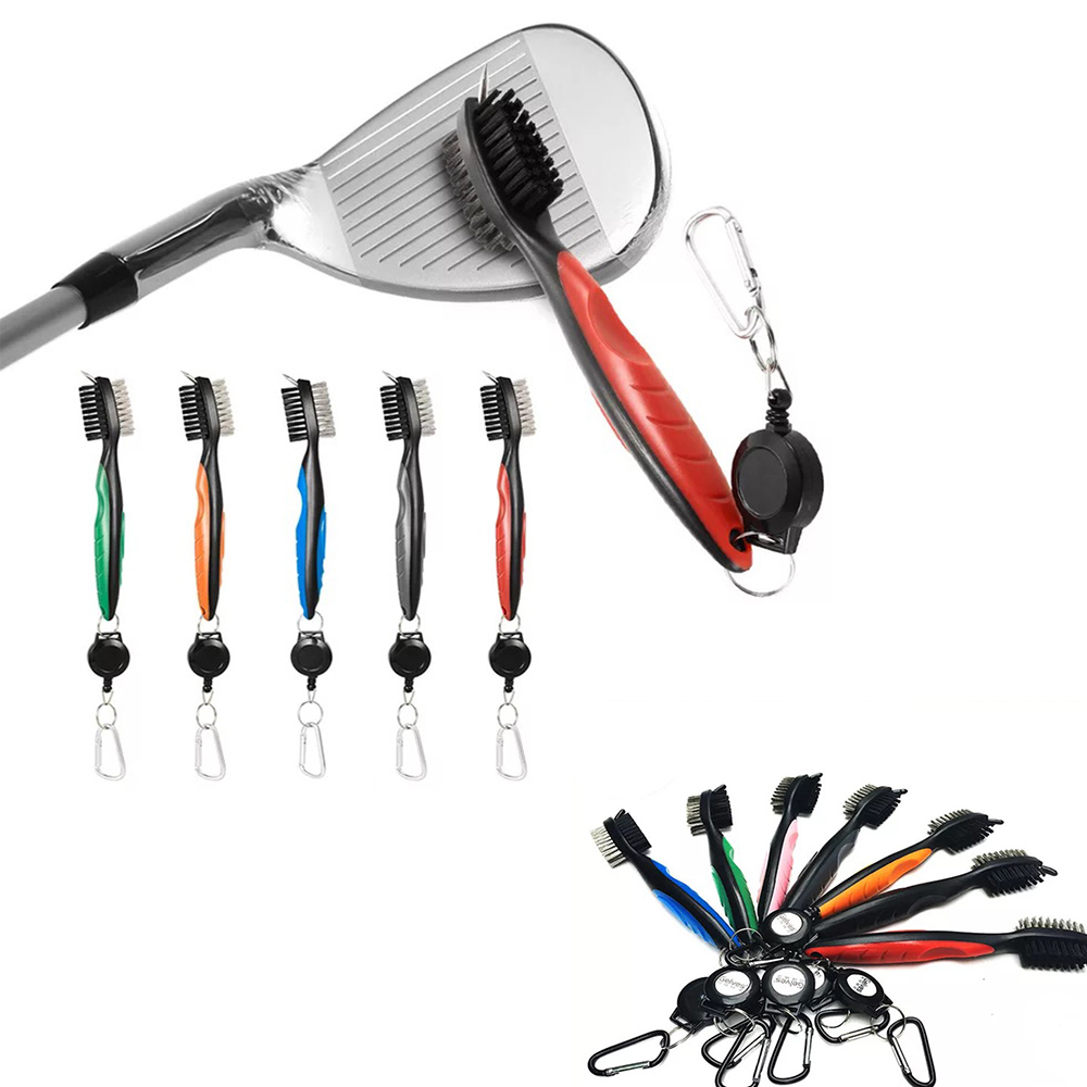 Golf Club Cleaning Brush w/Retractable Clip and Carabiner 1