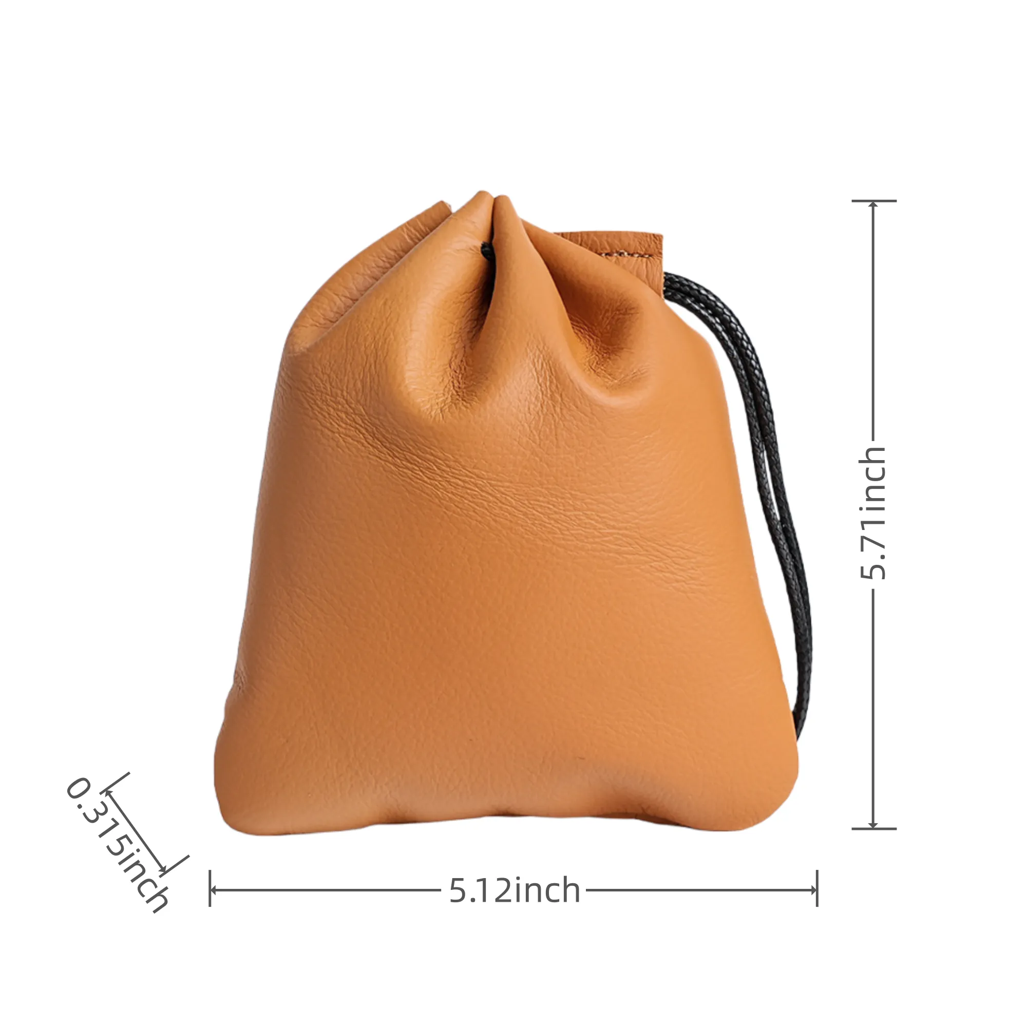 Genuine Leather Coin Purse Drawstring Storage Bag 4