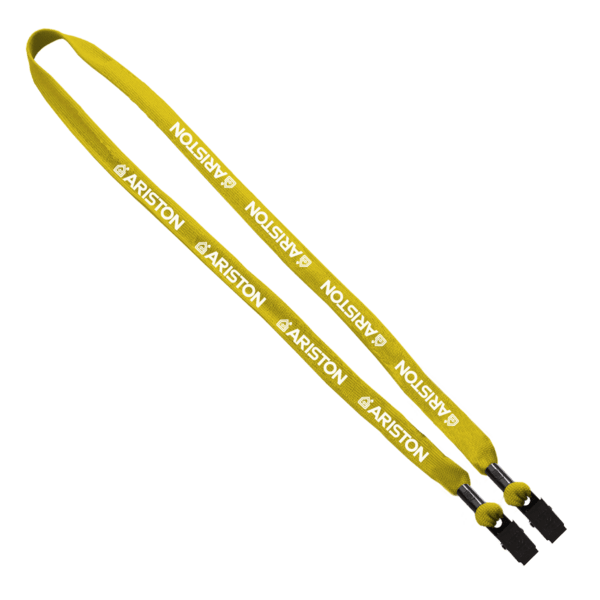 5/8" Double-Ended Polyester Shoelace Lanyard with Metal Crimp and Metal Bulldog Clip