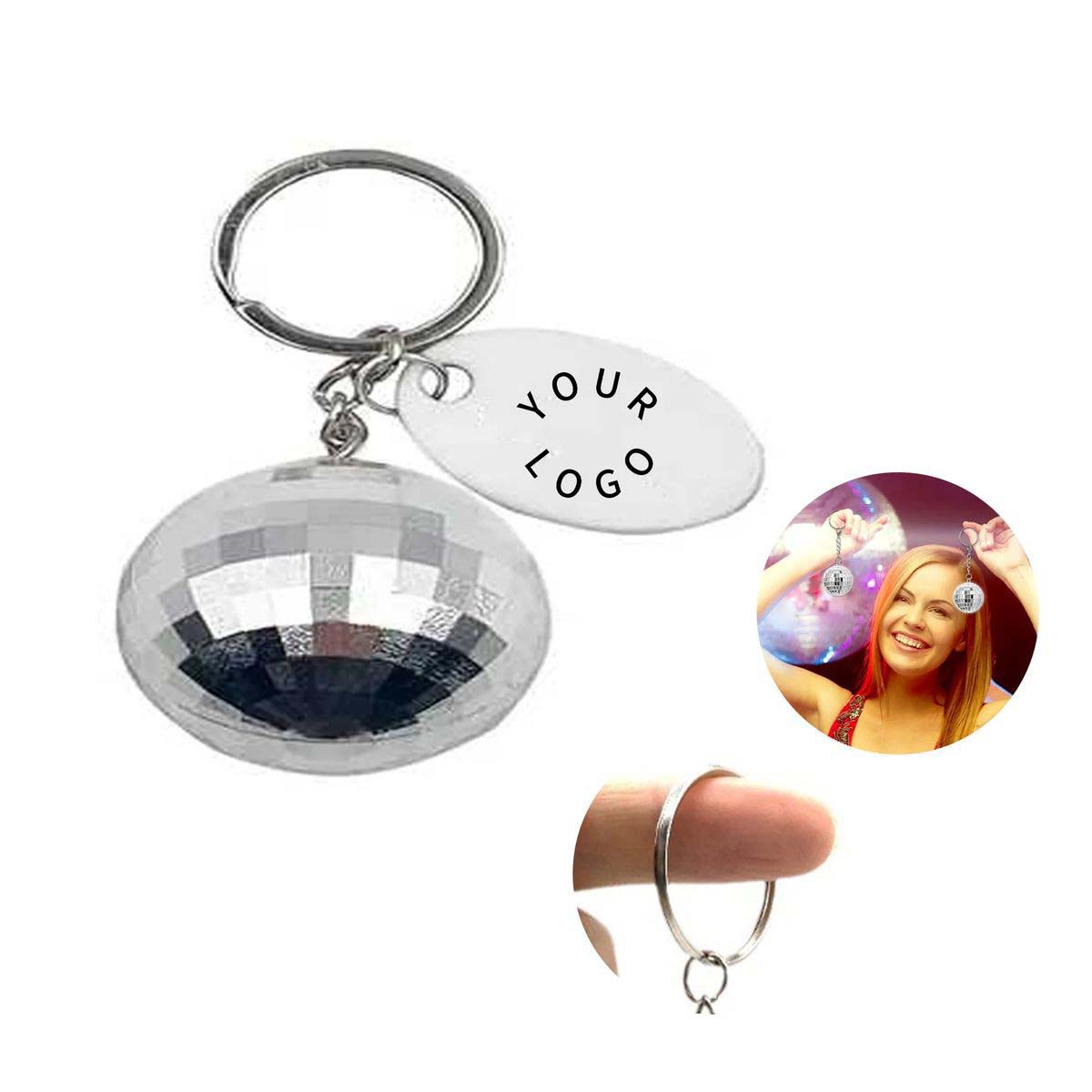 Mini Disco Ball Keychain with Custom Tag 1