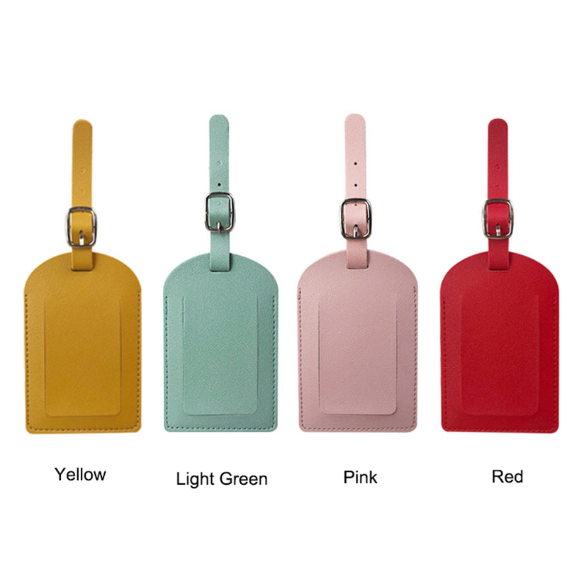 PU Leather Luggage Bag Tags w/Privacy Cover 3