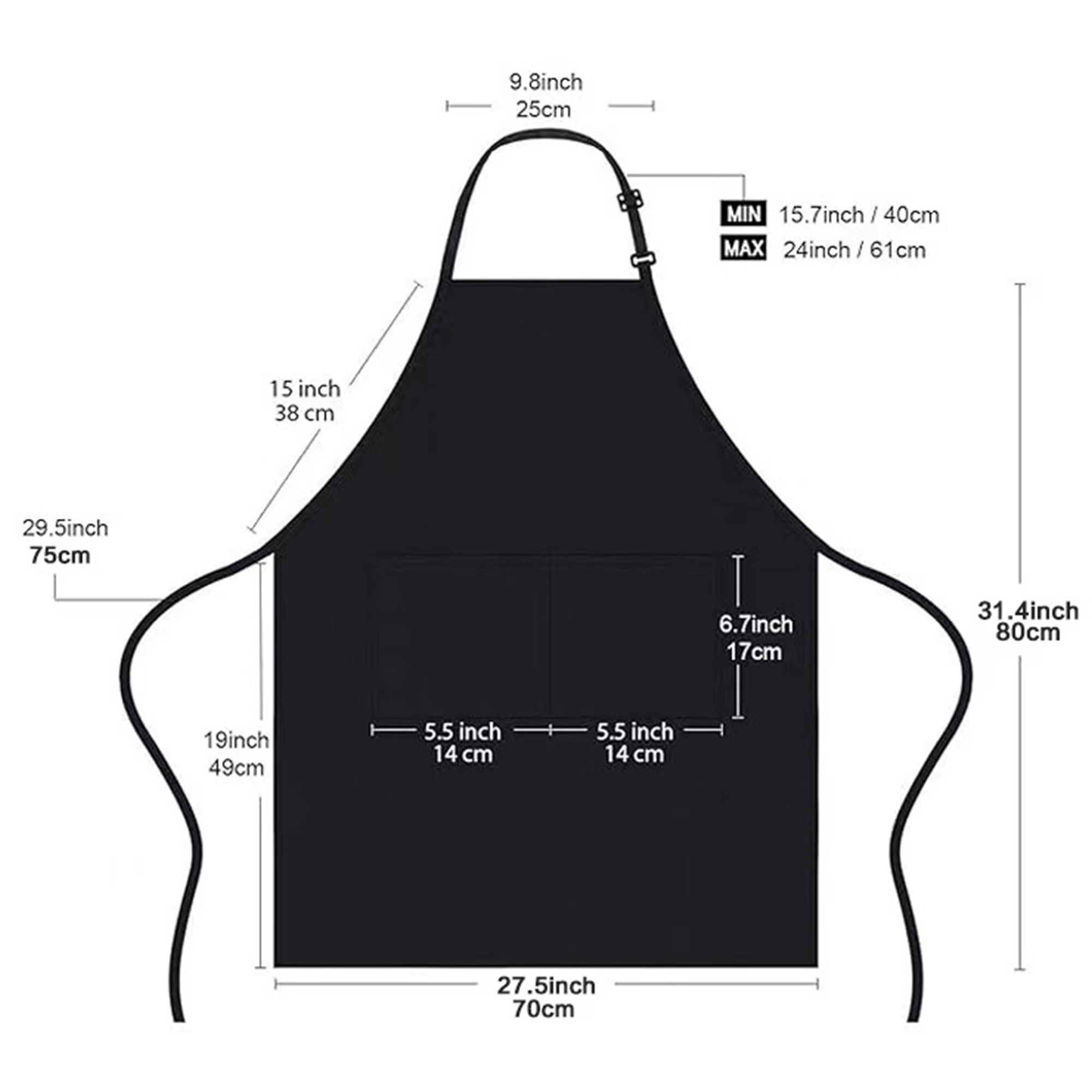 Adjustable Apron with 2 Pockets 2