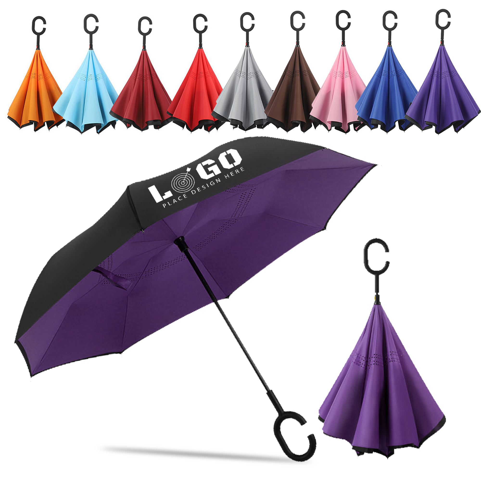 MOQ50 C Handle Inverted Reverse Umbrella 5