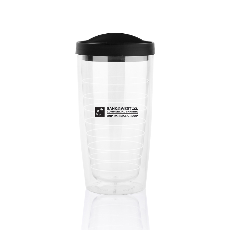 16 Oz. Newport Double-Wall Acrylic Tumbler (Clear/Black)