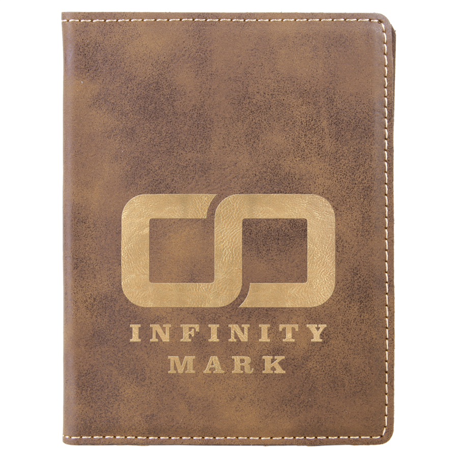4 1/4" x 5 1/2" Rustic/Gold Leatherette Passport Holder 3