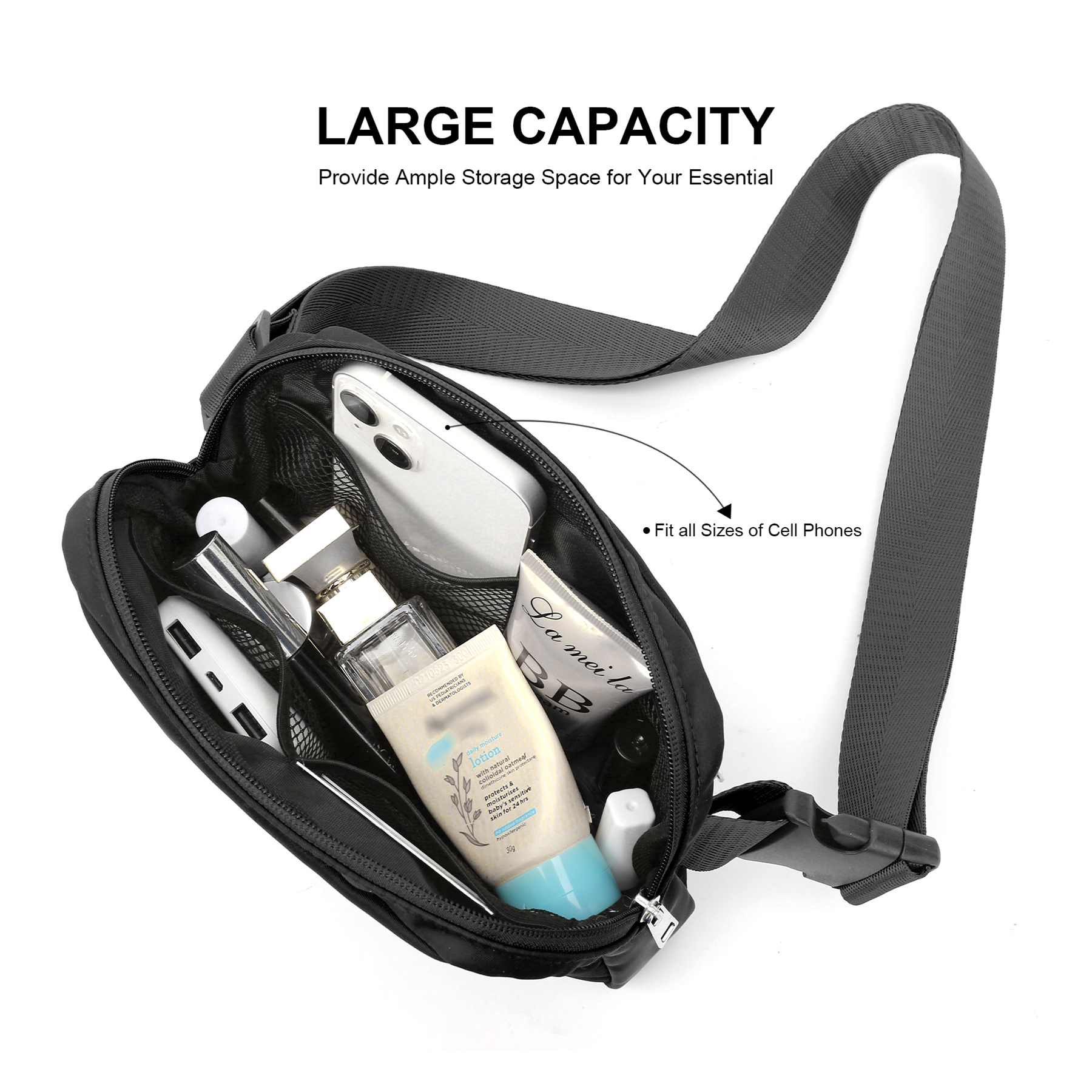 Large Capacity Cross Body Zipper Fanny Pack 7