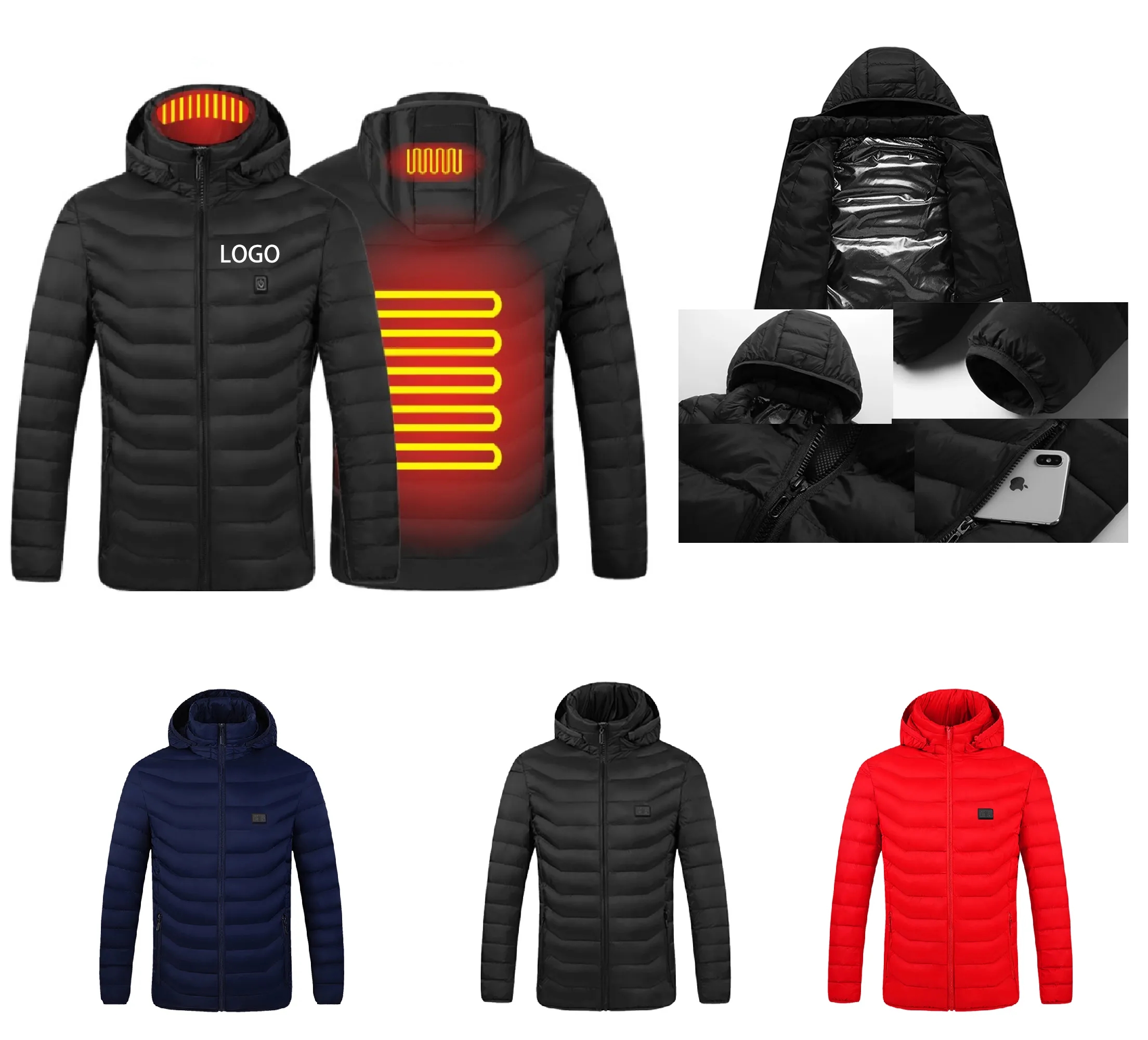 Winter USB Heating Cotton-Padded Jacket 3