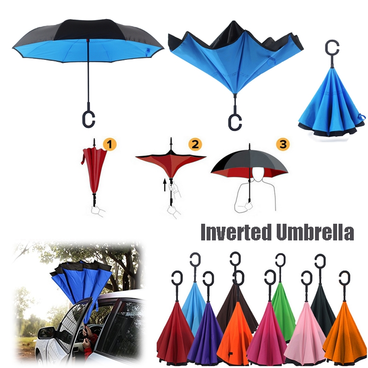 C shaped Hands Inverted Auto Umbrella / Beach Sun Umbrella 1