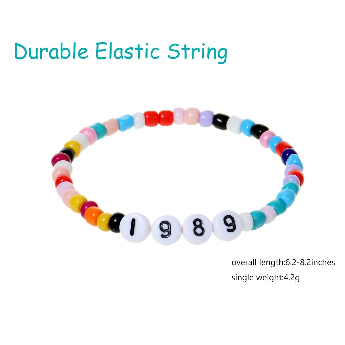 PMMA color mixing handmade beaded letter elastic bracelet 3