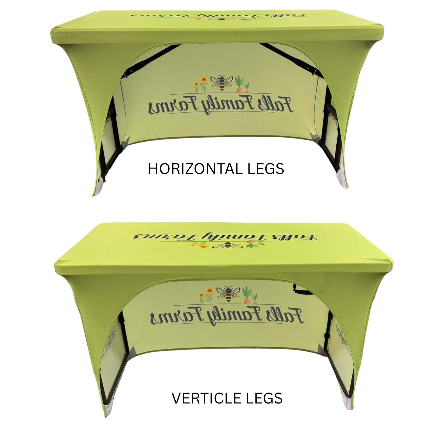 48 Hr Quick Ship - Sublimated Stretch Curved Fit Table Throw for 4ft Table, 3 sided, Open Back 4
