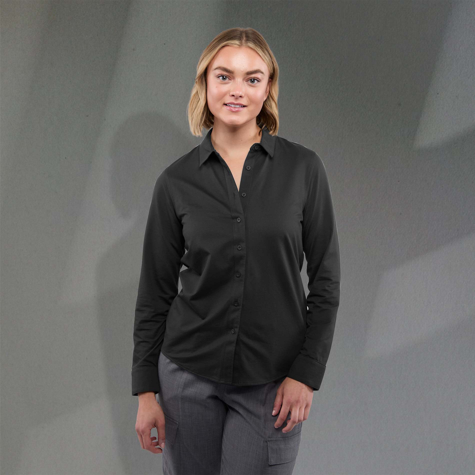 TATRA Eco Long Sleeve Knit Button Up Shirt-Women's 7