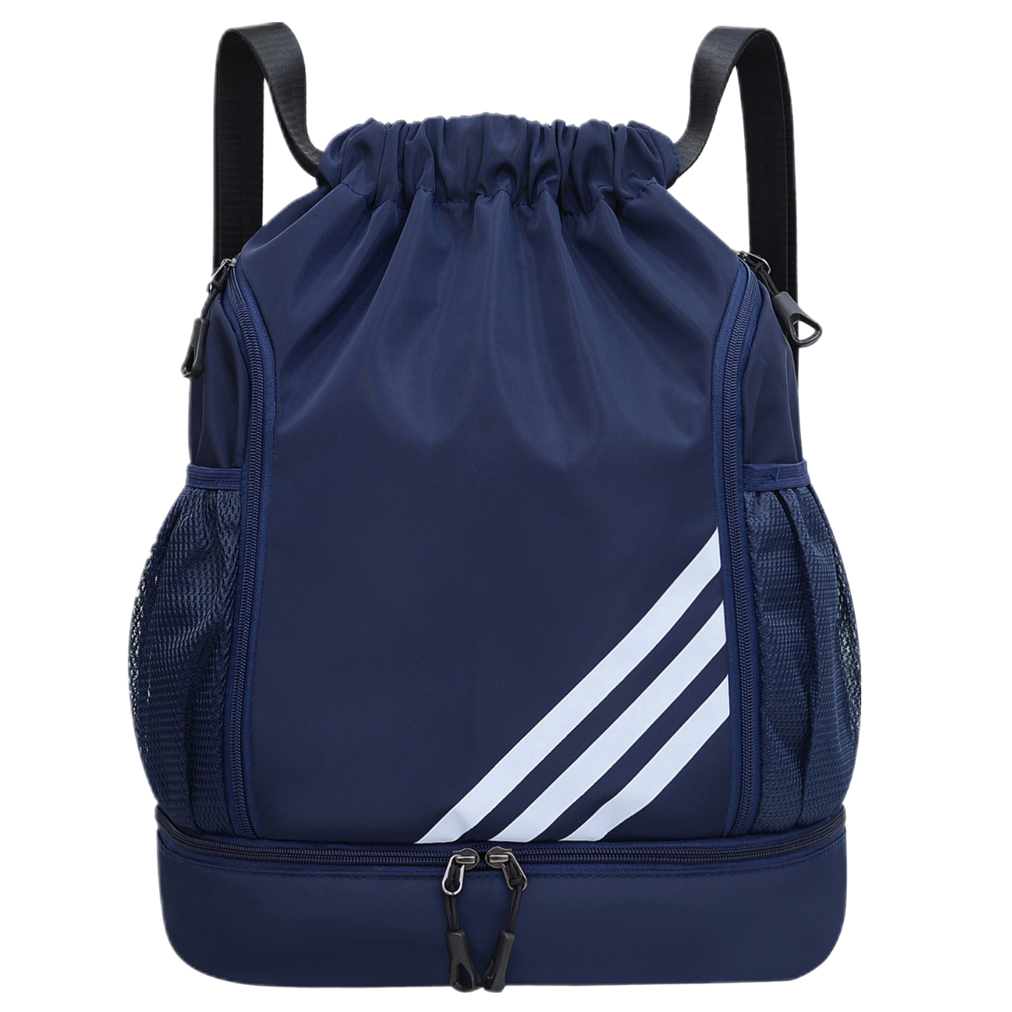Durable Polyester Sports Drawstring Bag With Separate Shoe Storage 2