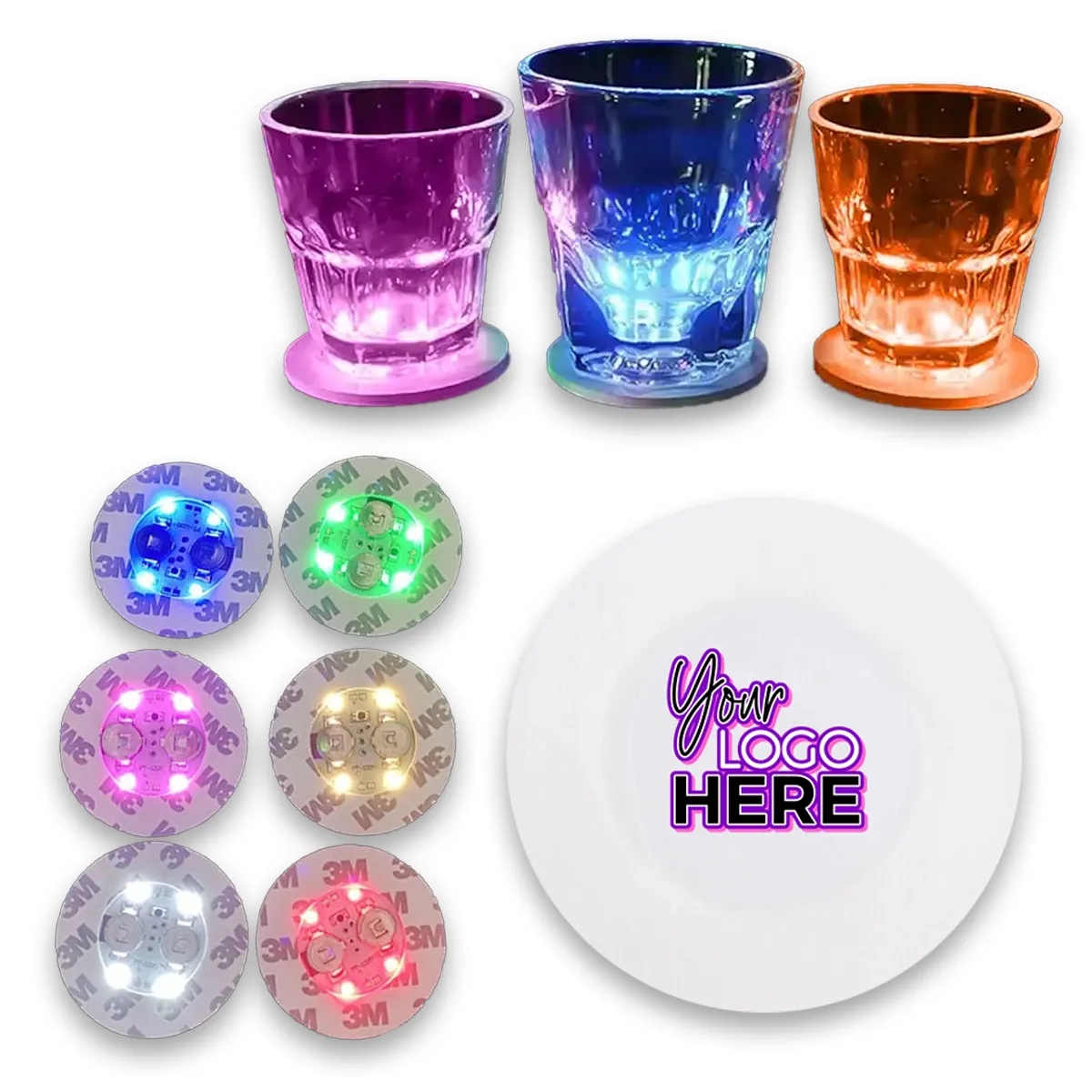 LED Coasters Light Sticker Waterproof Mat For Bottle Cup 4