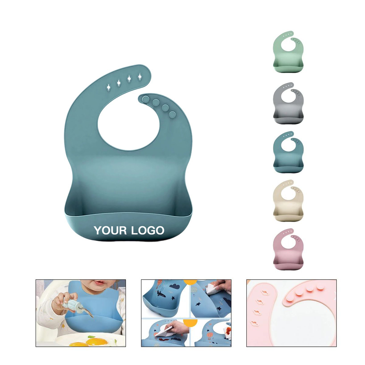 Silicone Bib for Toddlers with Neck Strap 4