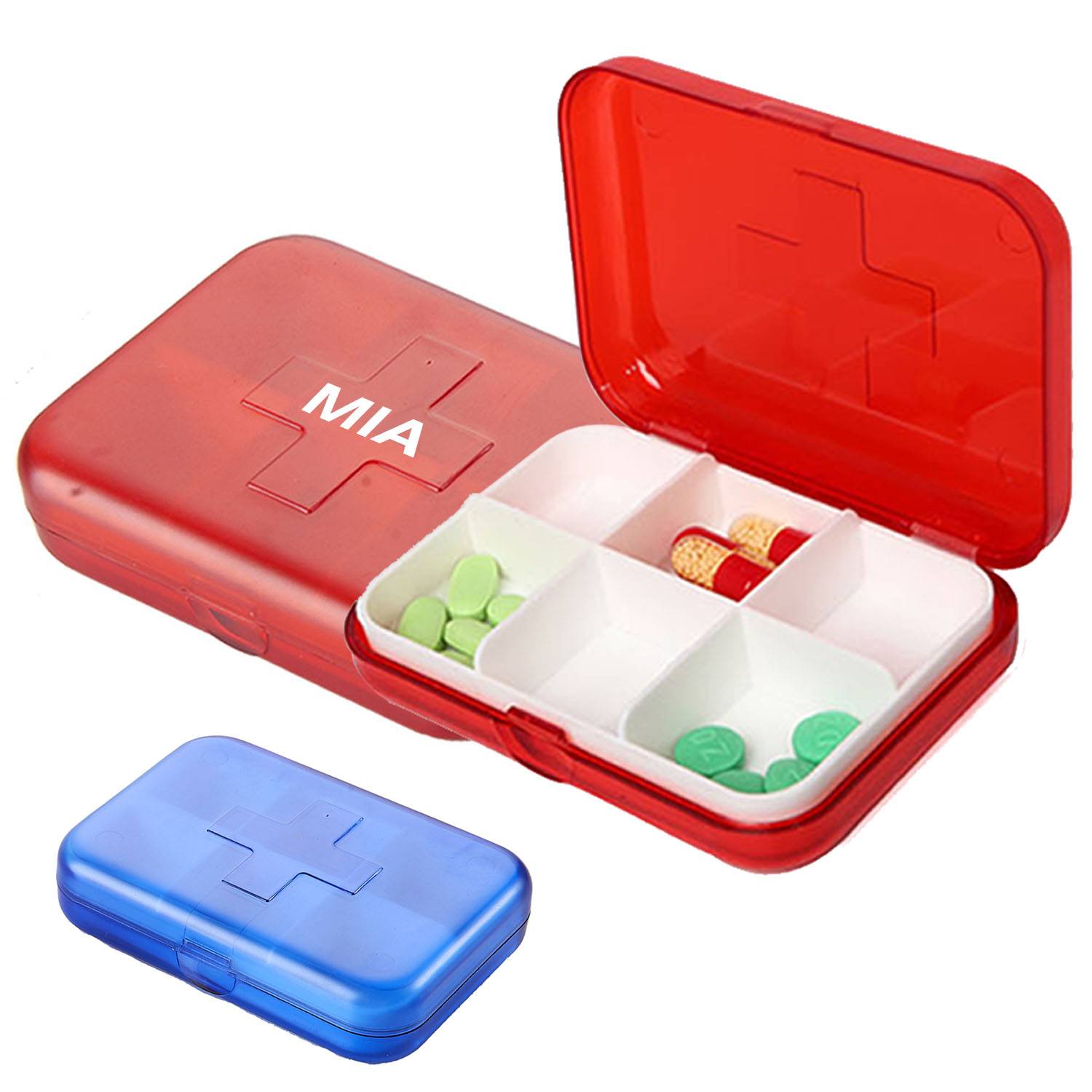 Plastic cross six-compartment pill box 4