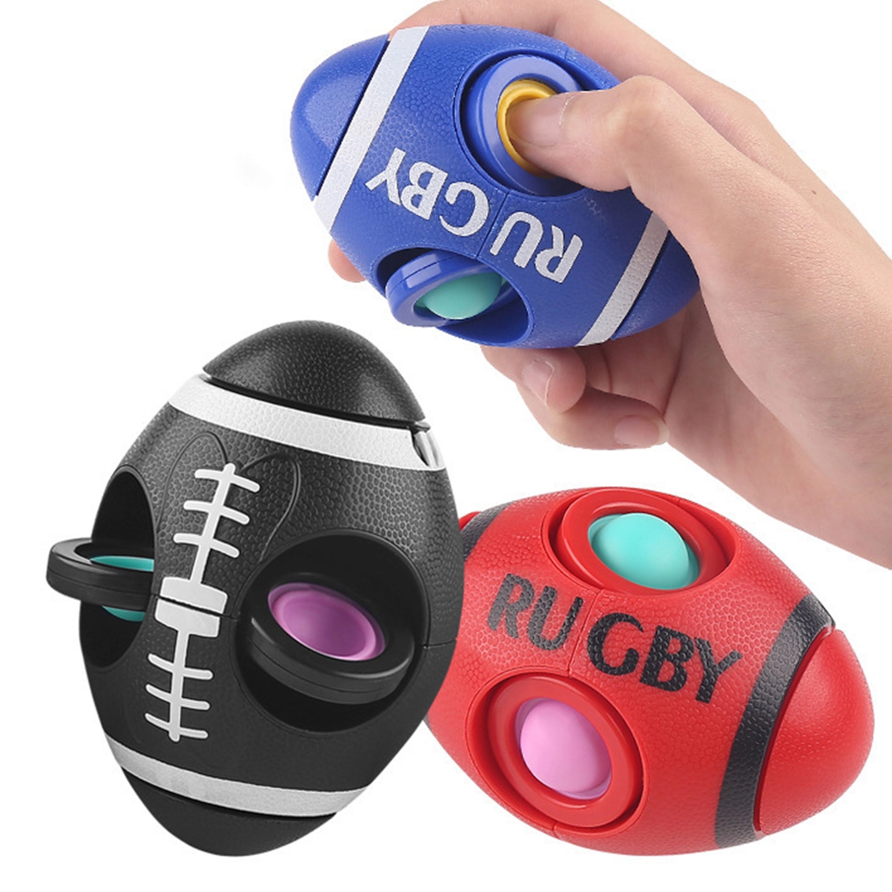 Rugby Rotating Gyro Push Pop Fidget Toy 4