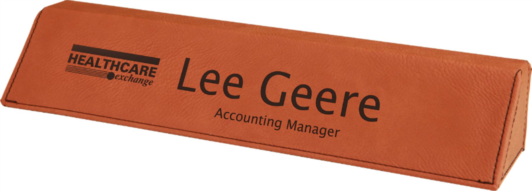 10-3/4" Custom Laser Engraved Leatherette Desk Wedge 1