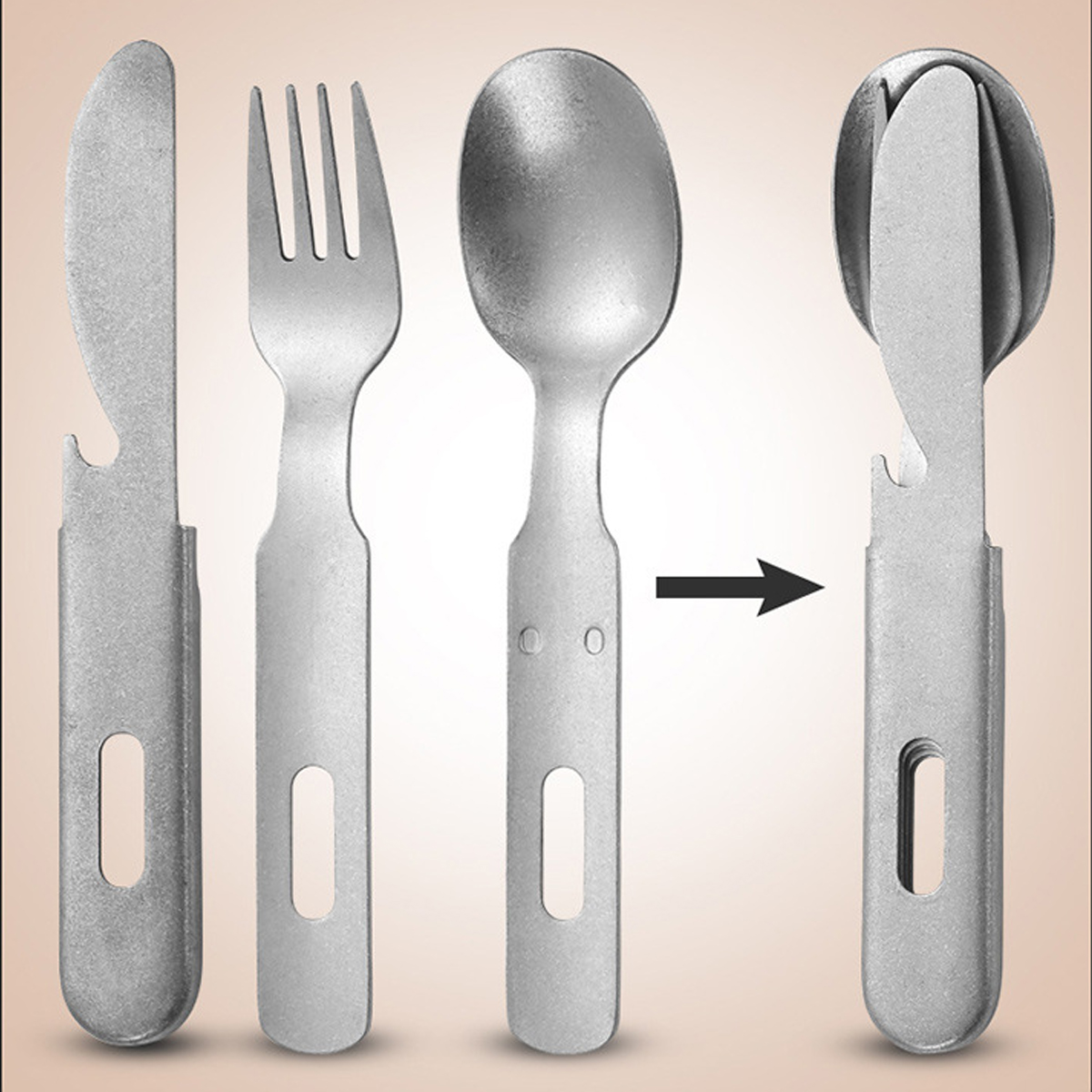 Portable Stainless Steel Camping Cutlery Set with Pouch 10