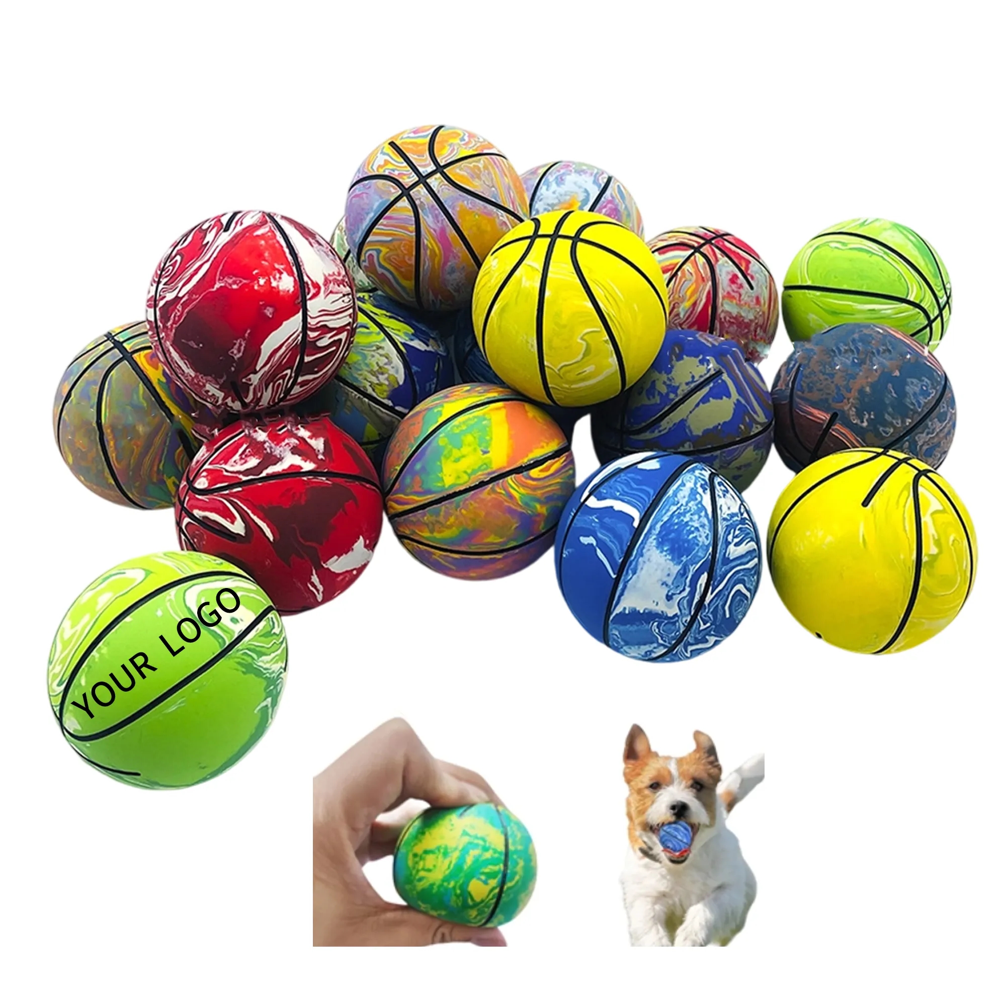 Rubber Bouncy Ball Mini Basketball Dog Toy 2