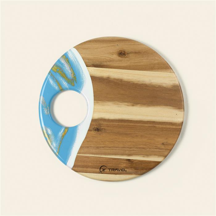Large Round Acacia Board With Dip Holder 42