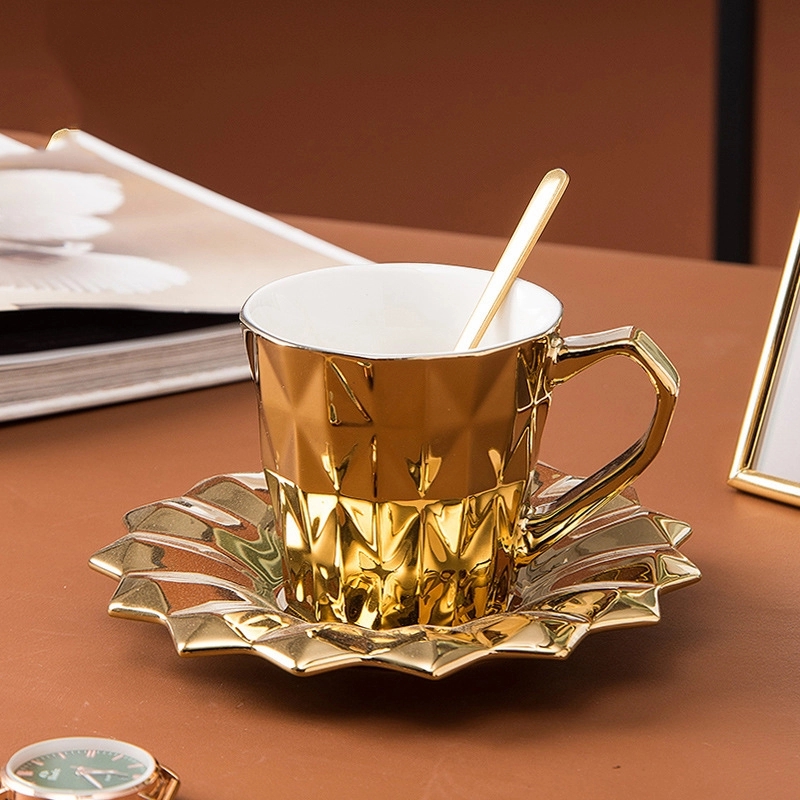Custom 6 oz Ceramic Coffee Mug Saucer Set 2