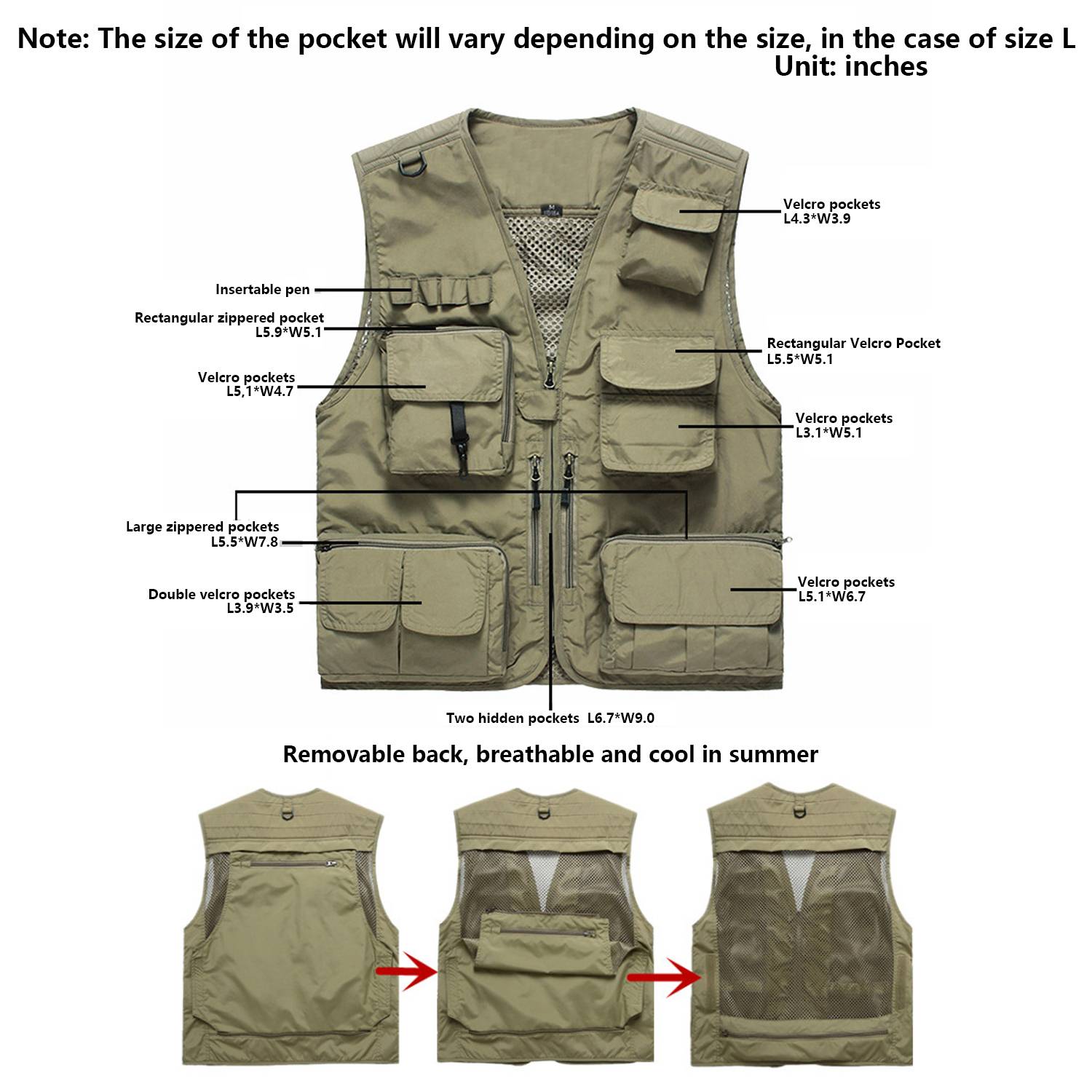 Men's casual outdoor detachable mesh quick-drying vest 5