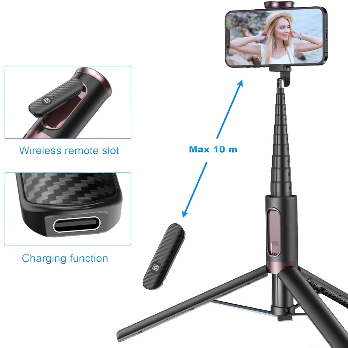 67" Cell Phone Selfie Stick Tripod 5