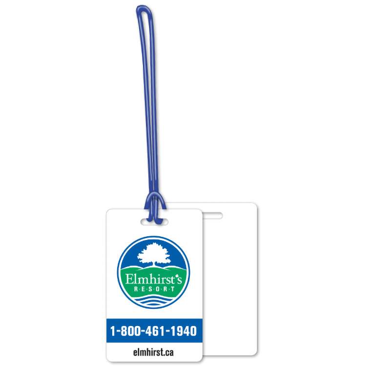 Luggage Tags .020 White Plastic (2.13"x3.38") in Full Colour with 6" Loop