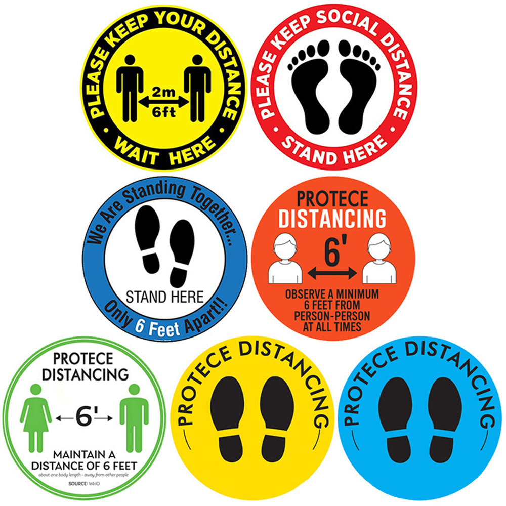 12" PVC Round Social Distancing Floor Sticker & Decals 7