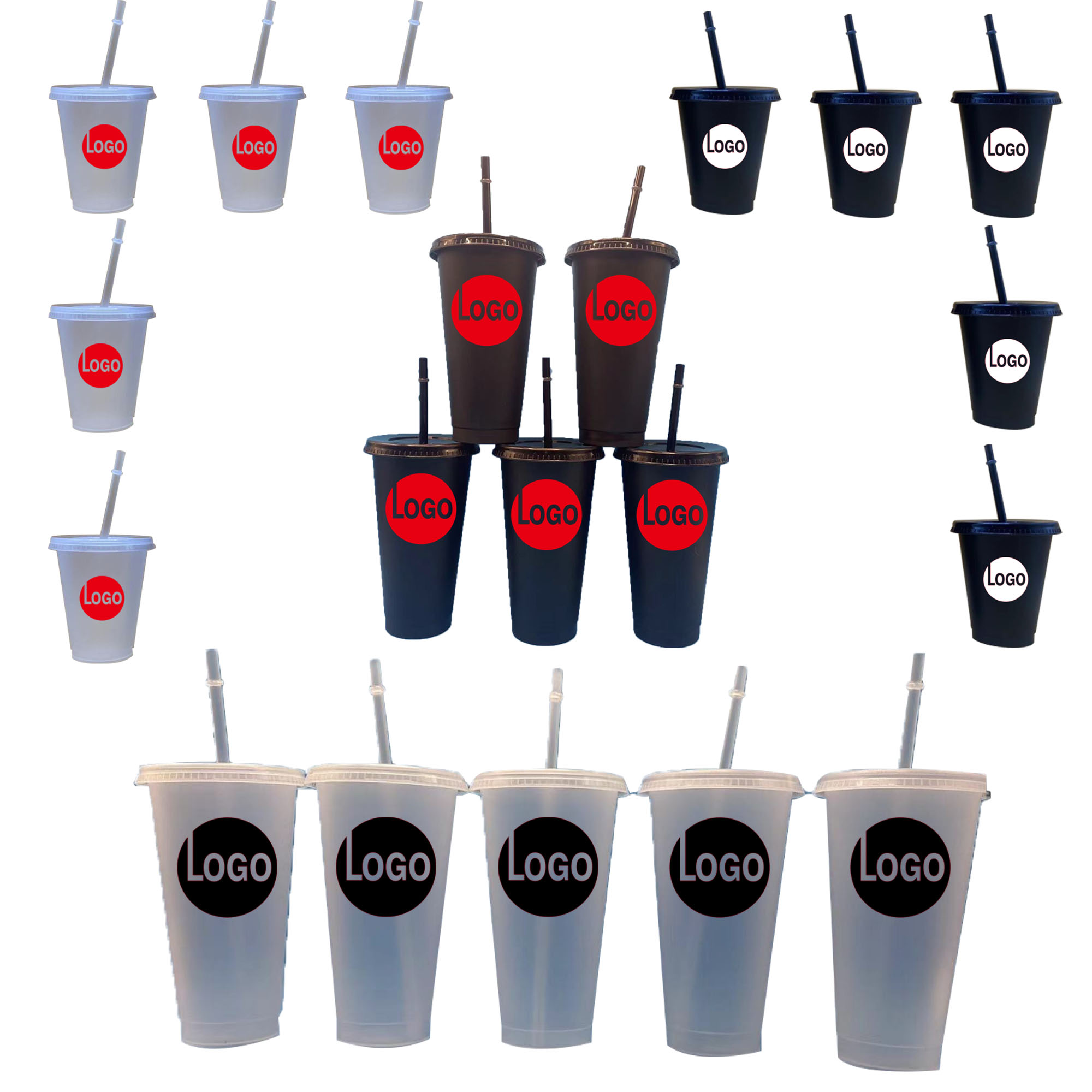 MOQ300 Tea Cup Made Of PP Material With a Straw 1