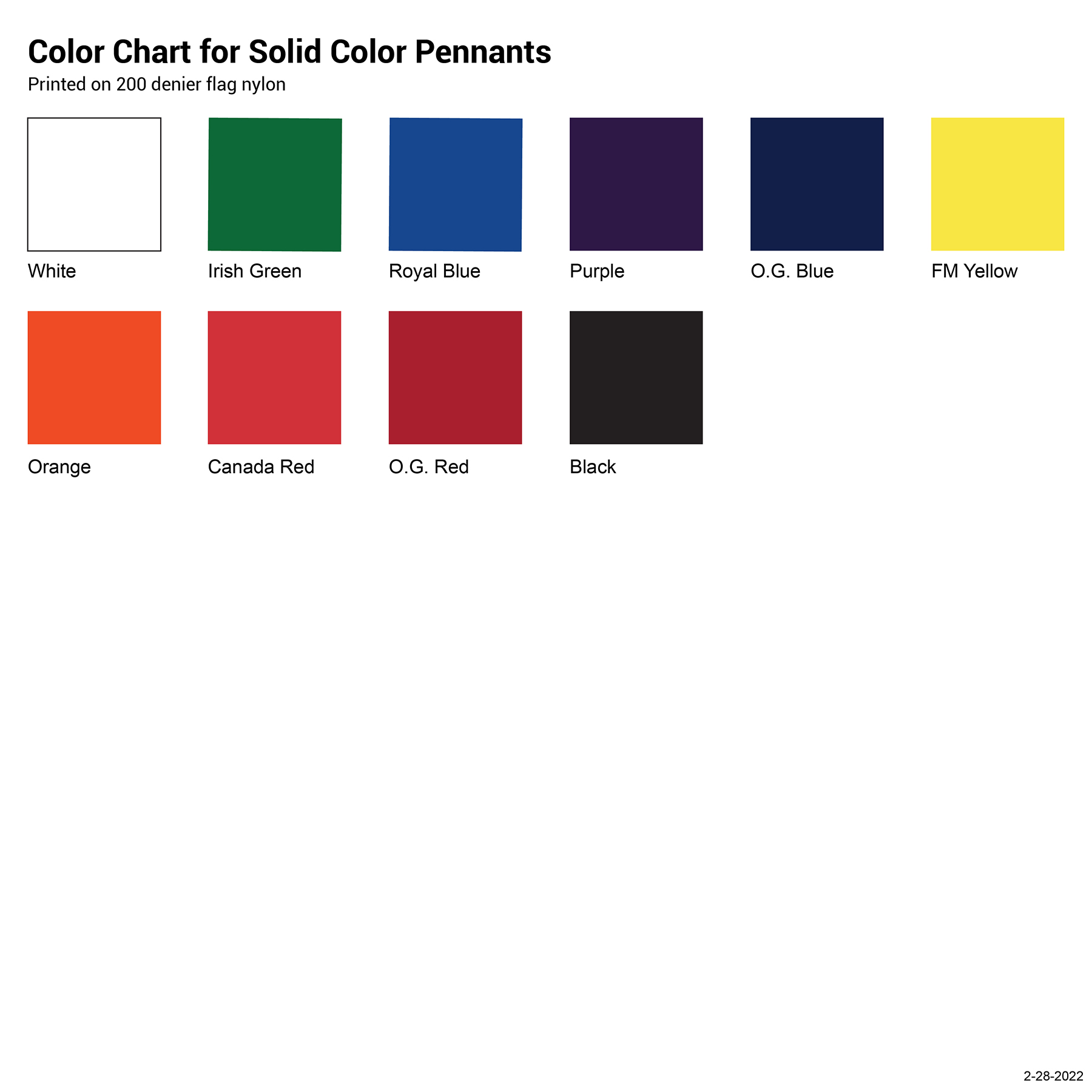 12" x 18" Solid Color Pennants with Heading & Grommets 3