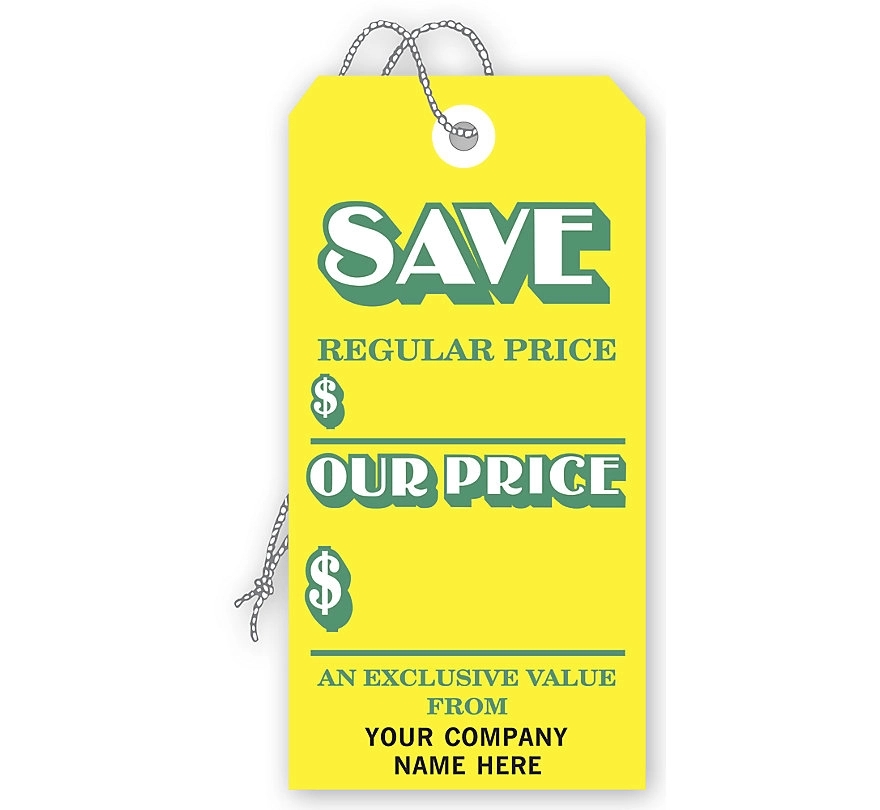 Tags - SAVE, Stock, Yellow, Large 1