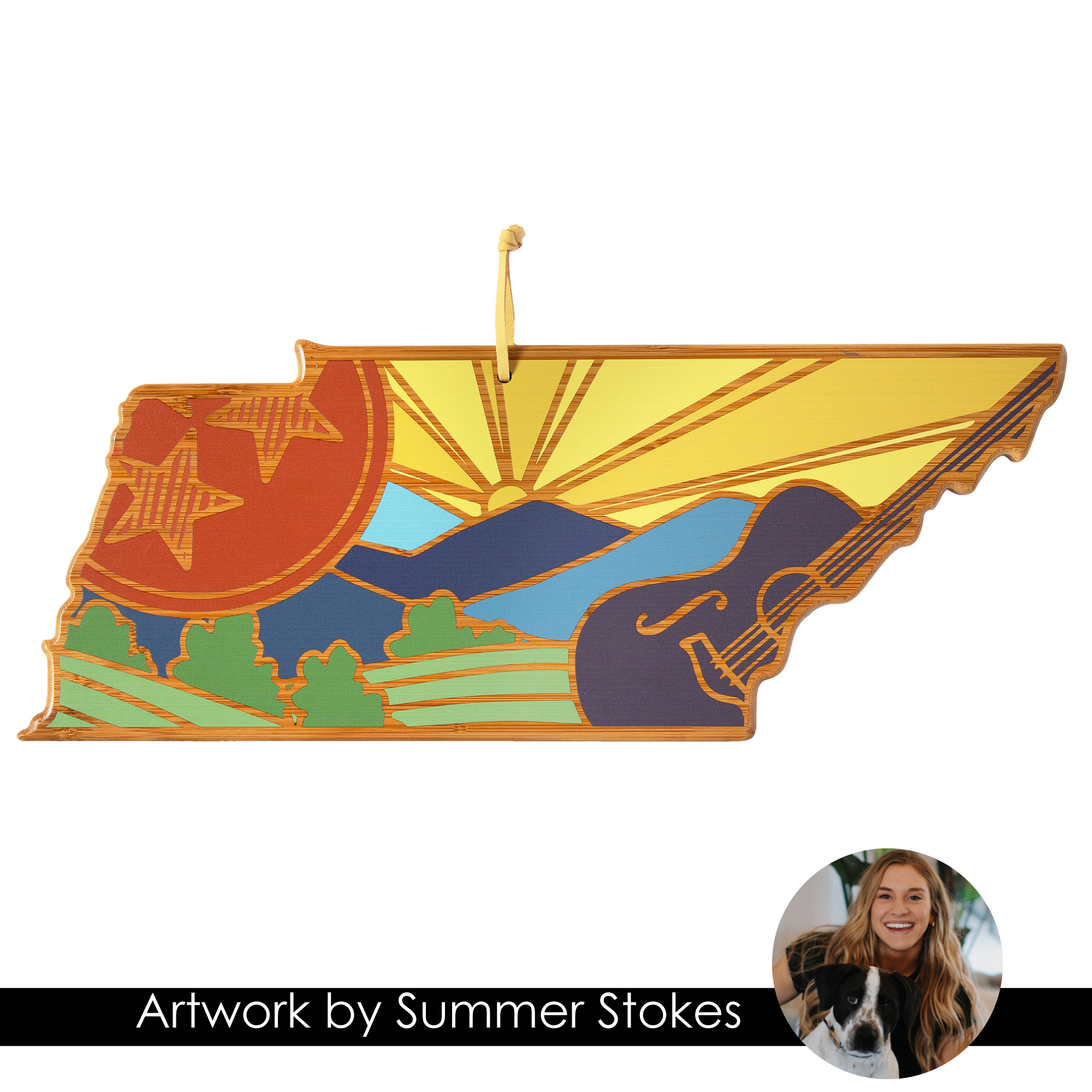 Tennessee State Shaped Serving and Cutting Board with Artwork by Summer Stokes 5