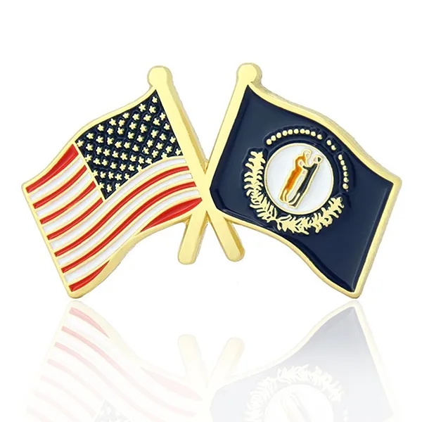 Stock Crossed Flag Pin (USA & USA) 50