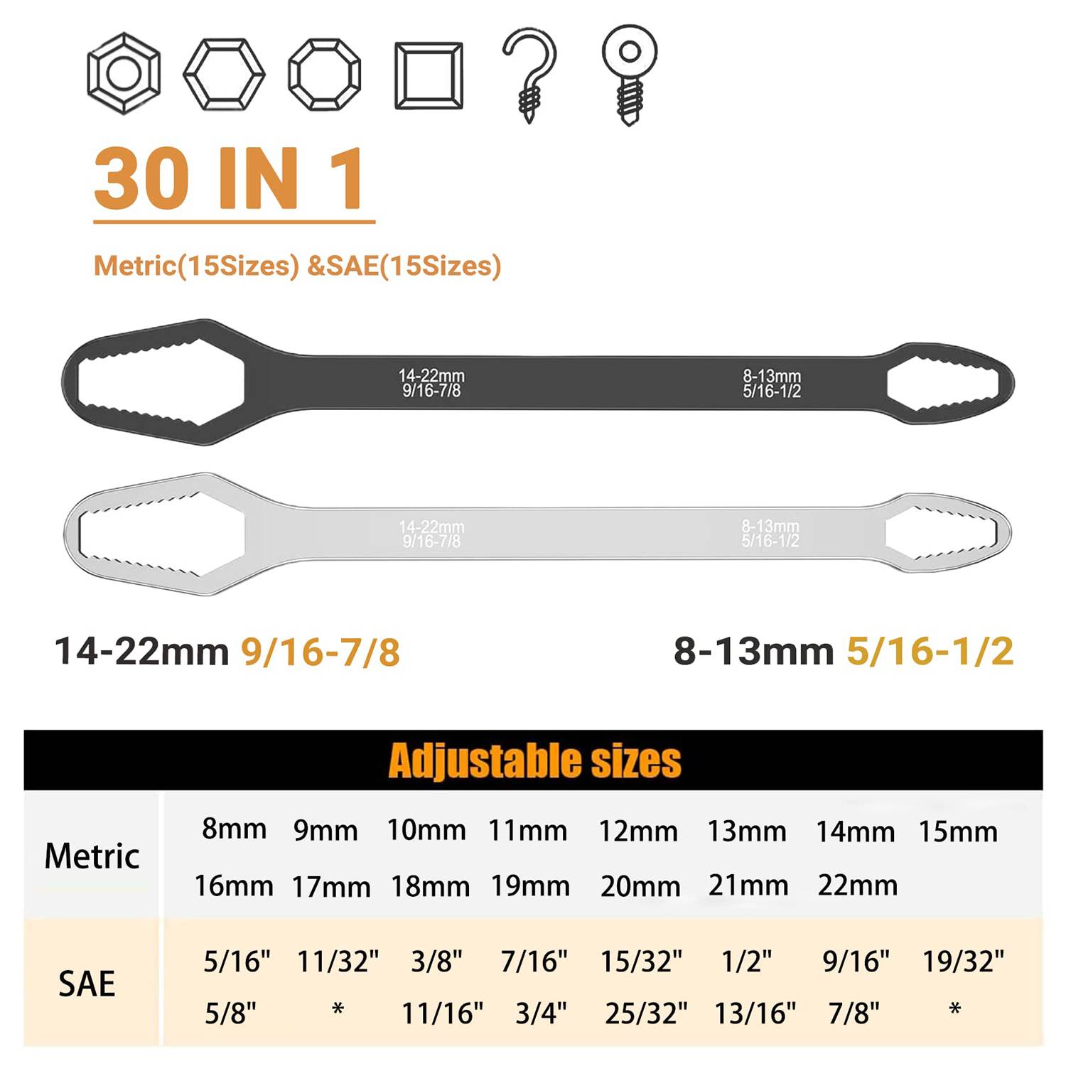 8-22mm Universal Torx Wrench Double-ended 3