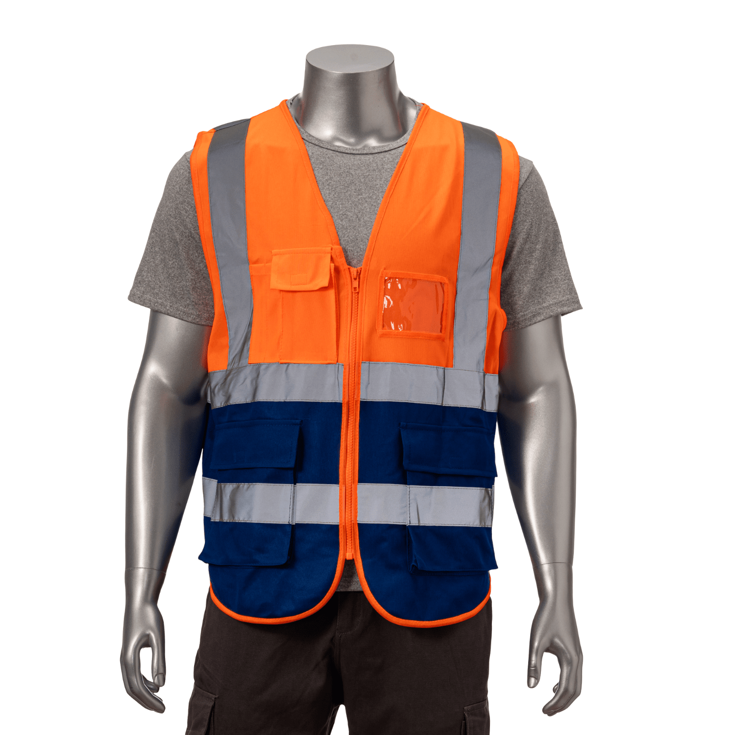 3.8oz. Knitted Class 2 Double Band Reflective Tape Safety Vest with 4 Pockets 14
