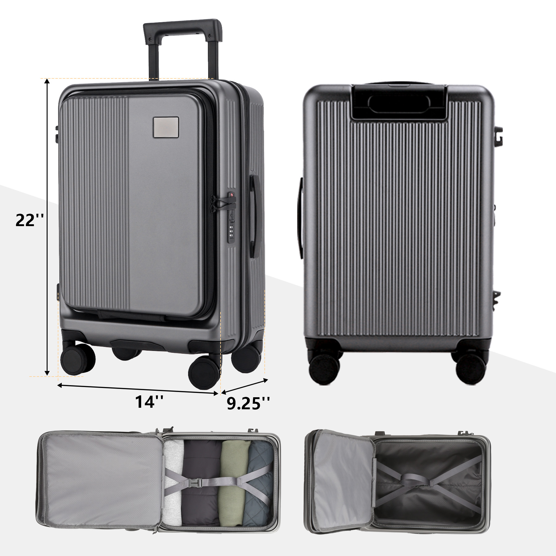 Premium Expandable Carry-On Luggage With Front Pocket 4