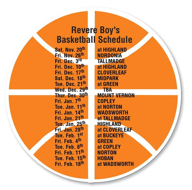 20 Mil Basketball Schedule Magnet - Full Color 3