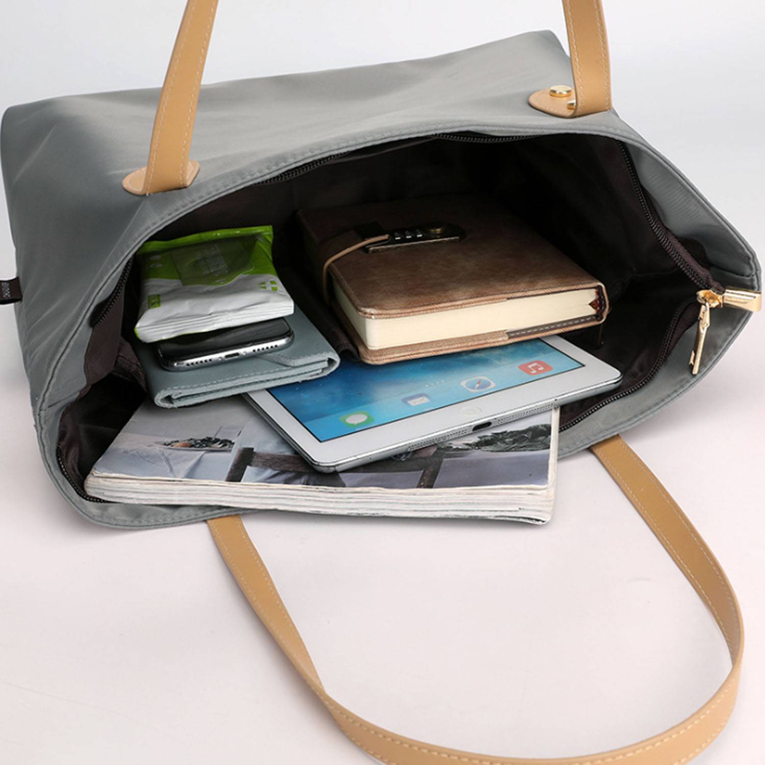 Nylon Tote Bag W/ Zip, custom tote bag with logo imprint 6