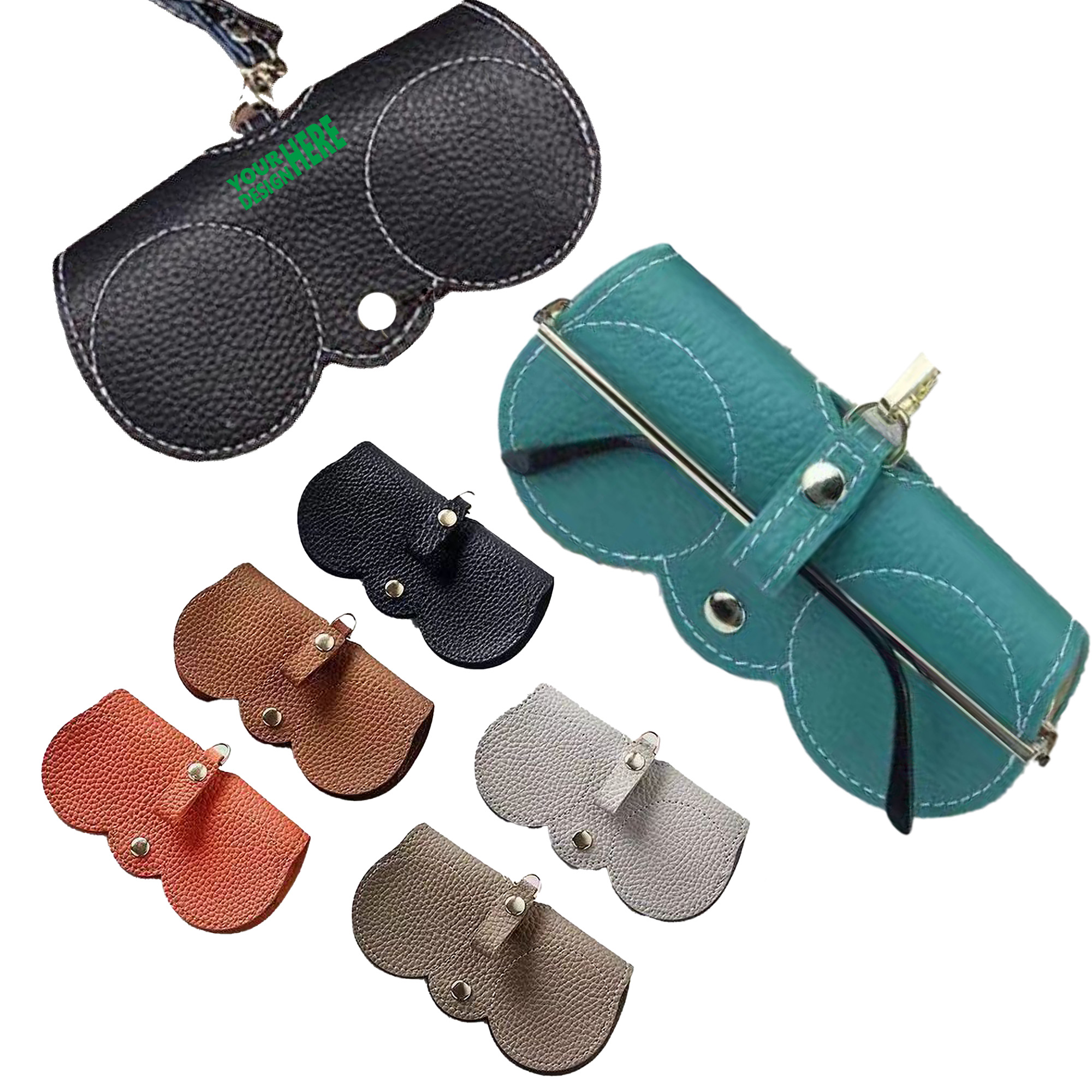 Soft Leather Sunglasses Case Fashionable Portable Pouch Clip 2