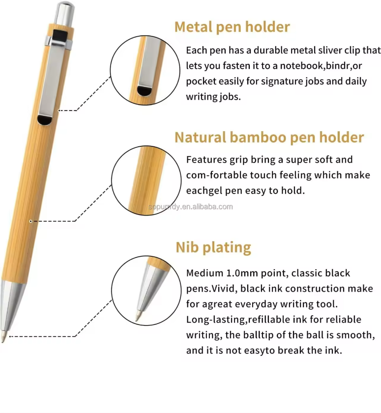 Bamboo Wood Retractable Ballpoint 5