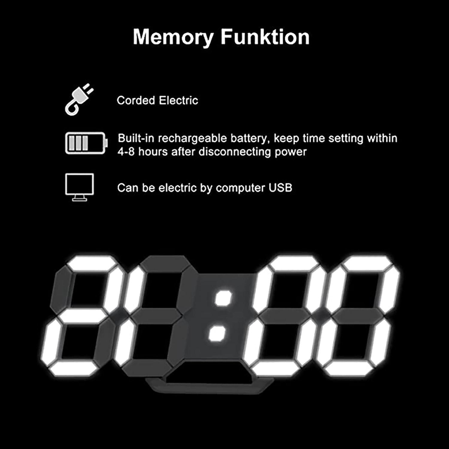 Led Digital Alarm 3D Wall Clock 12