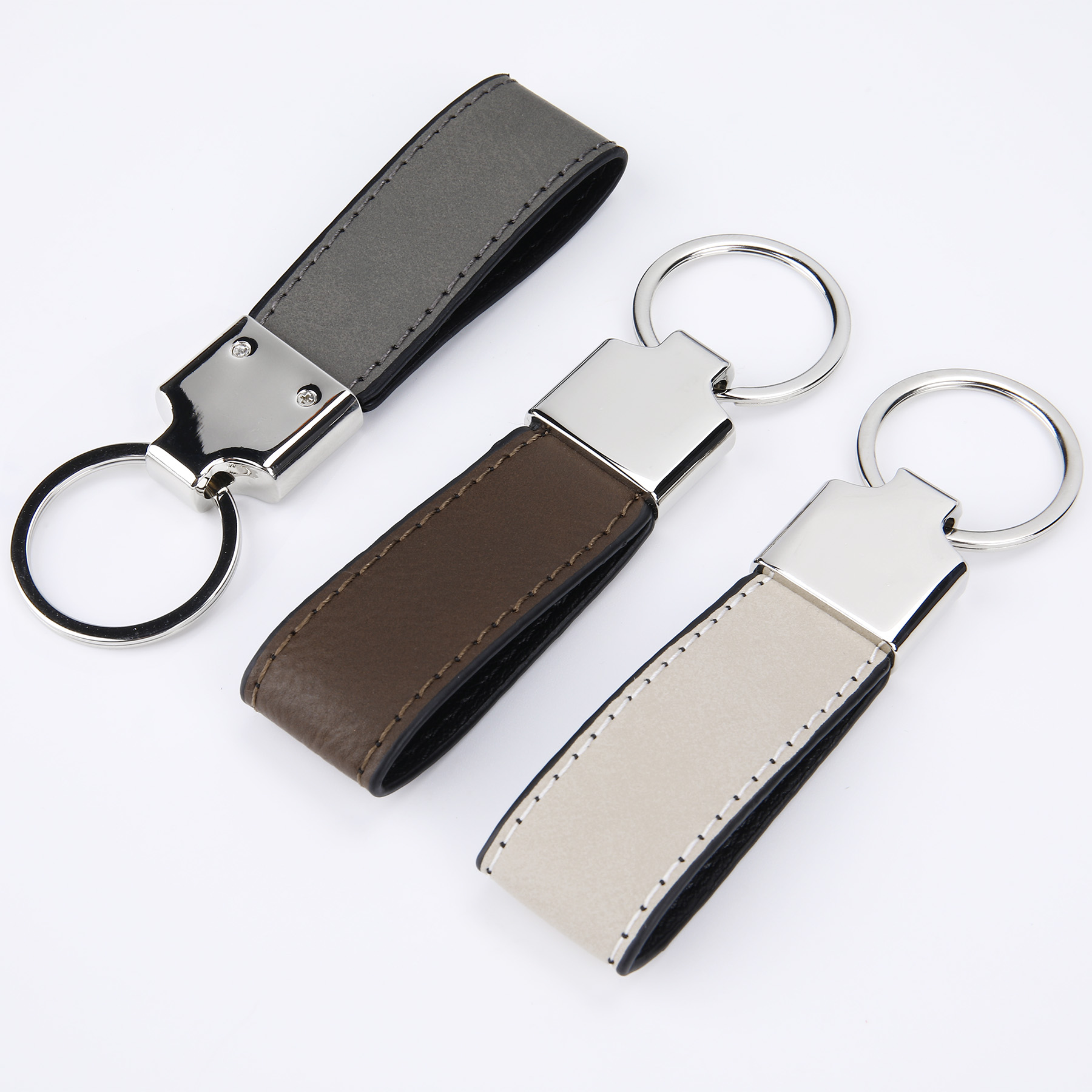 Luxe Zinc Alloy Key Chain With Short Leather Lanyard 2