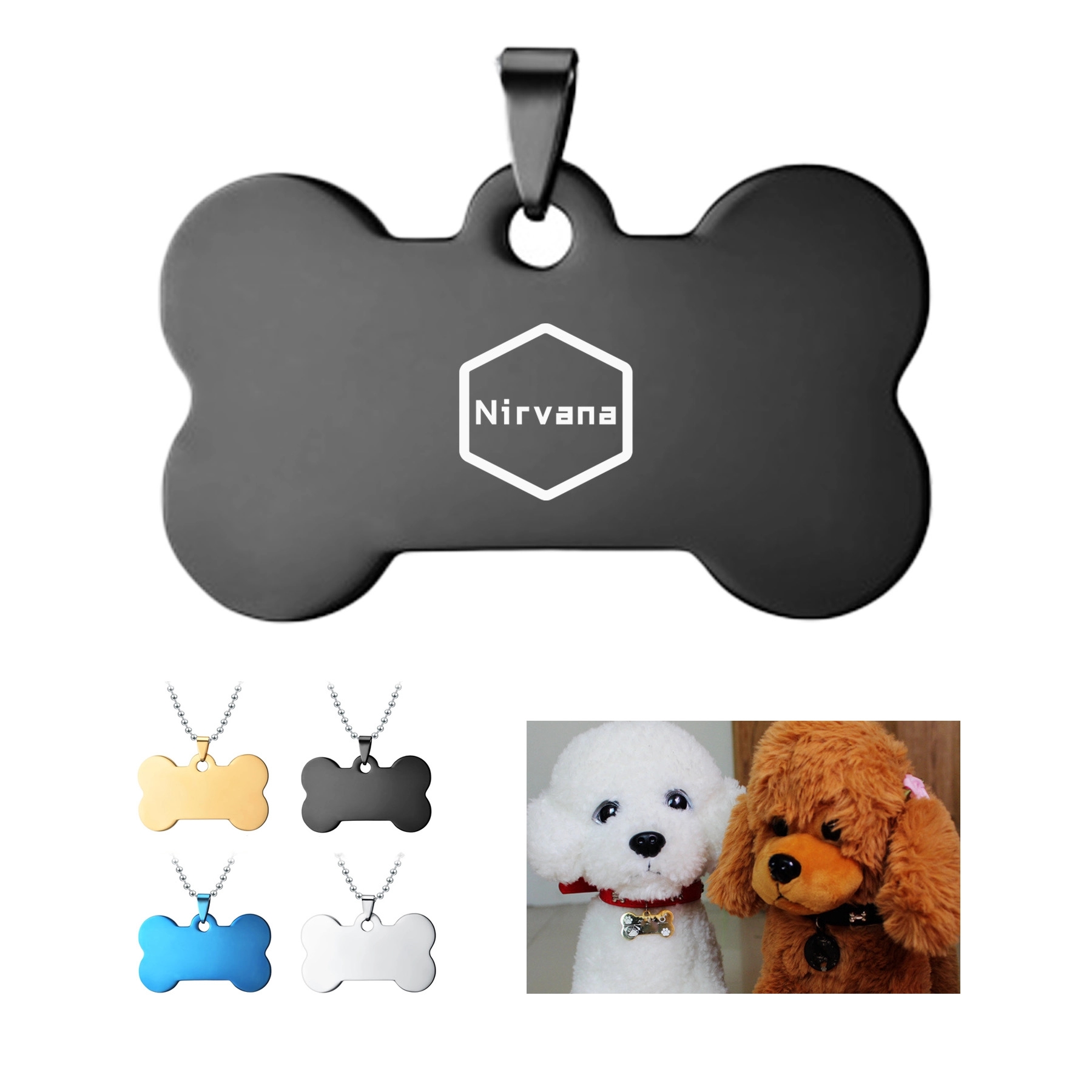 Stainless Steel Bone Pet Tag 3